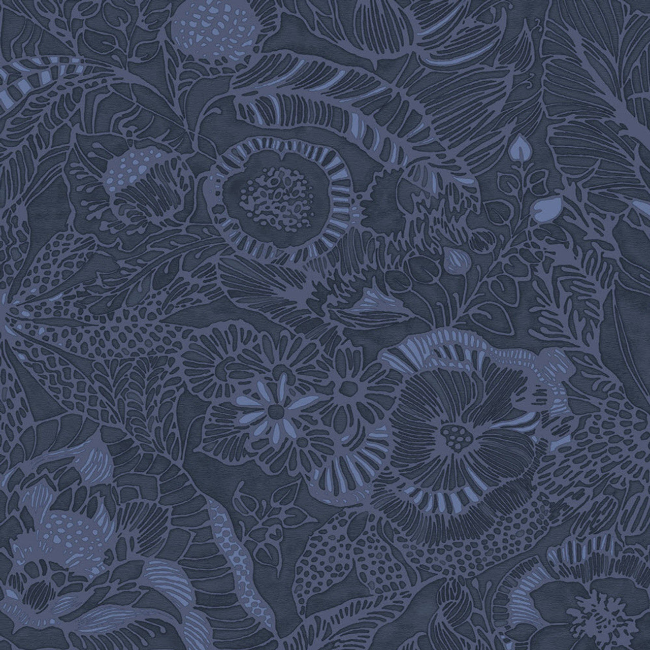 386512 - Enso Floral Wallpaper - Dark Blue - Eijffinger