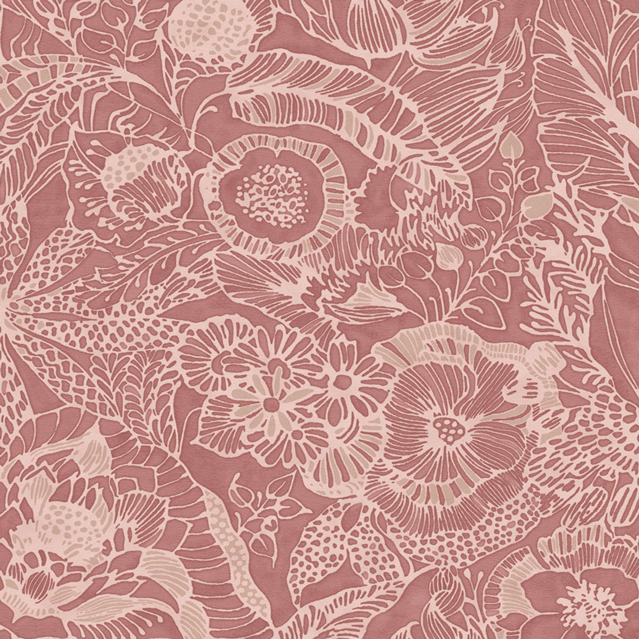 386515 - Enso Floral Wallpaper - Coral / Pink - Eijffinger