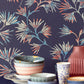 386542 - Enso Floral Style Wallpaper - Blue / Red - Eijffinger