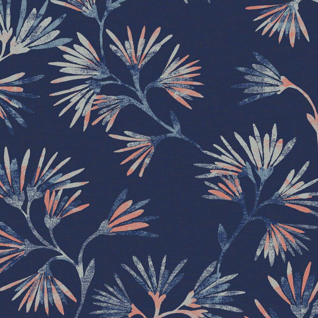 386542 - Enso Floral Style Wallpaper - Blue / Red - Eijffinger