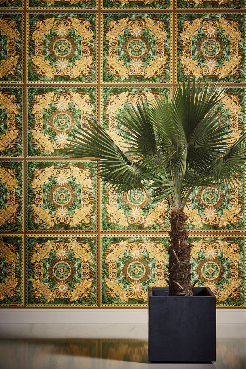 Jungle Animalier Wallpaper - Green and Gold - Versace
