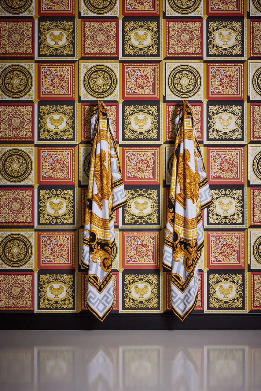 Barocco Mosaic Wallpaper - Silver - Versace
