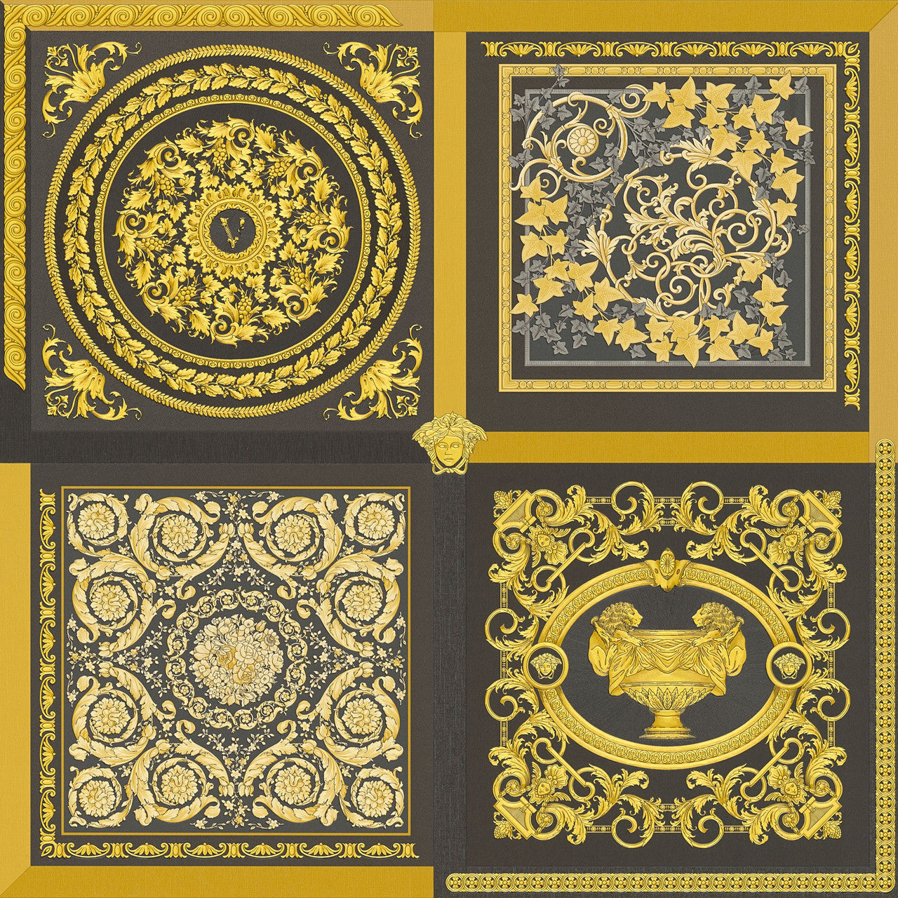 Barocco Mosaic Wallpaper - Black and Gold - Versace
