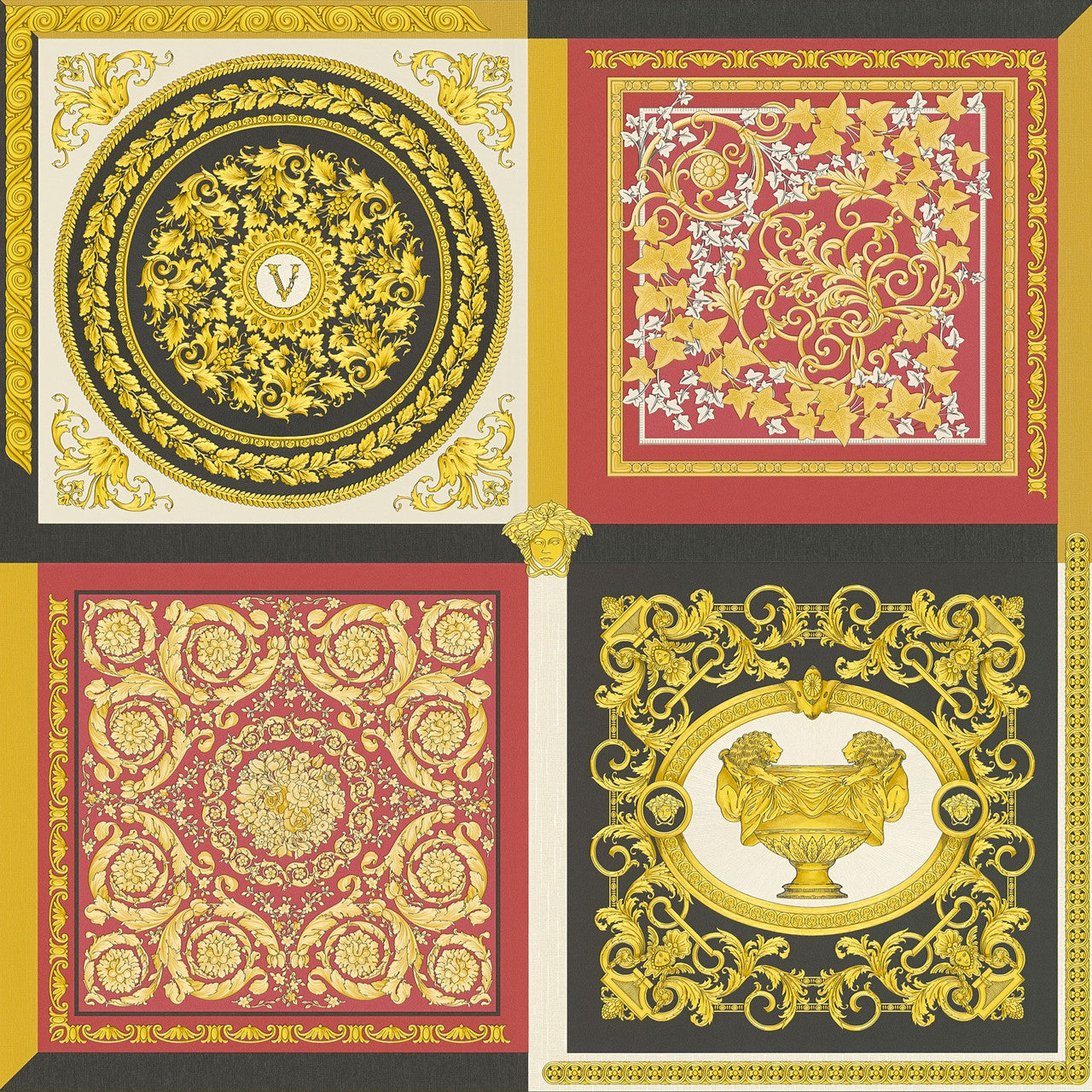 Barocco Mosaic Wallpaper - Red and Gold - Versace
