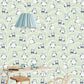 399120 - Mini Me Panda Palm Wallpaper - Teal - Eijffinger