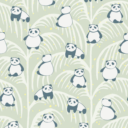 399120 - Mini Me Panda Palm Wallpaper - Teal - Eijffinger