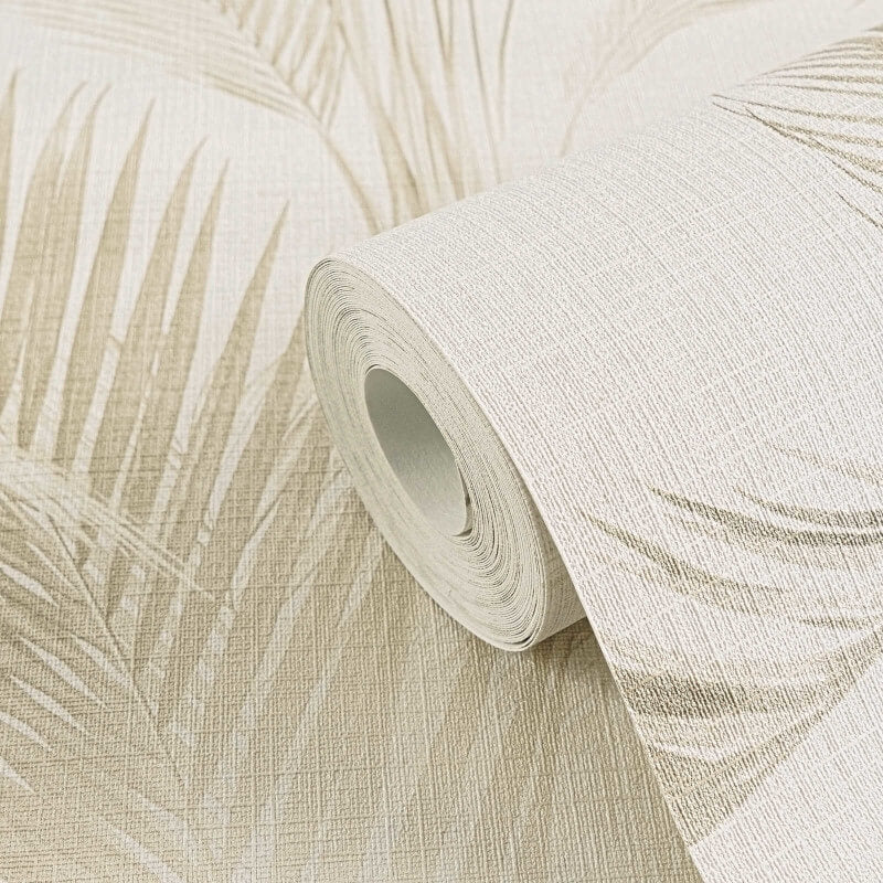 Fanned Palm Leaf Metallic Wallpaper