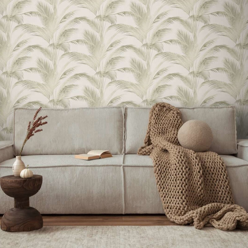 Fanned Palm Leaf Metallic Wallpaper