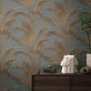 Fanned Palm Leaf Metallic Wallpaper