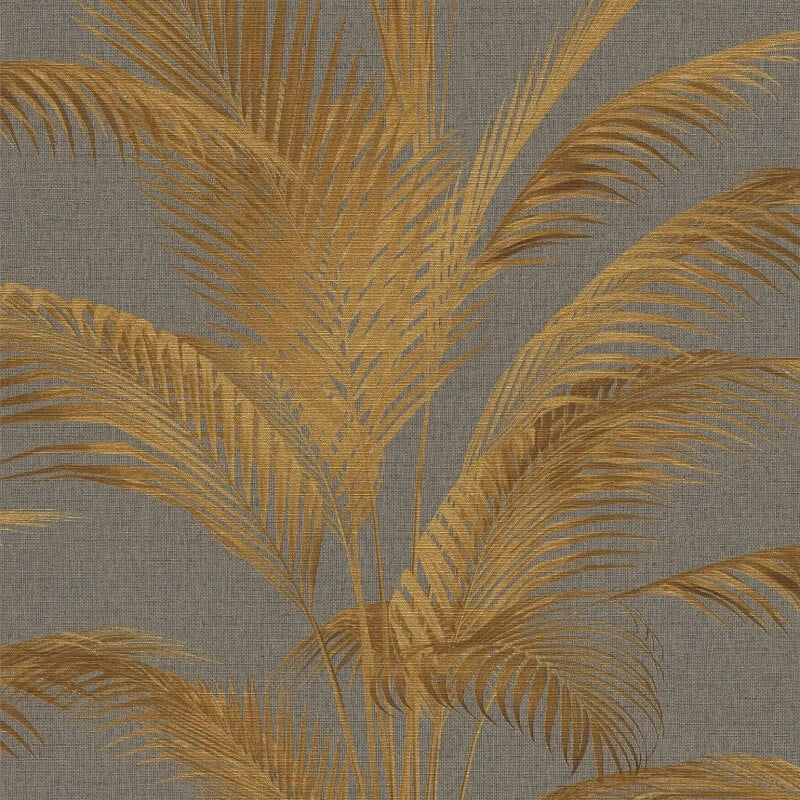 Fanned Palm Leaf Metallic Wallpaper