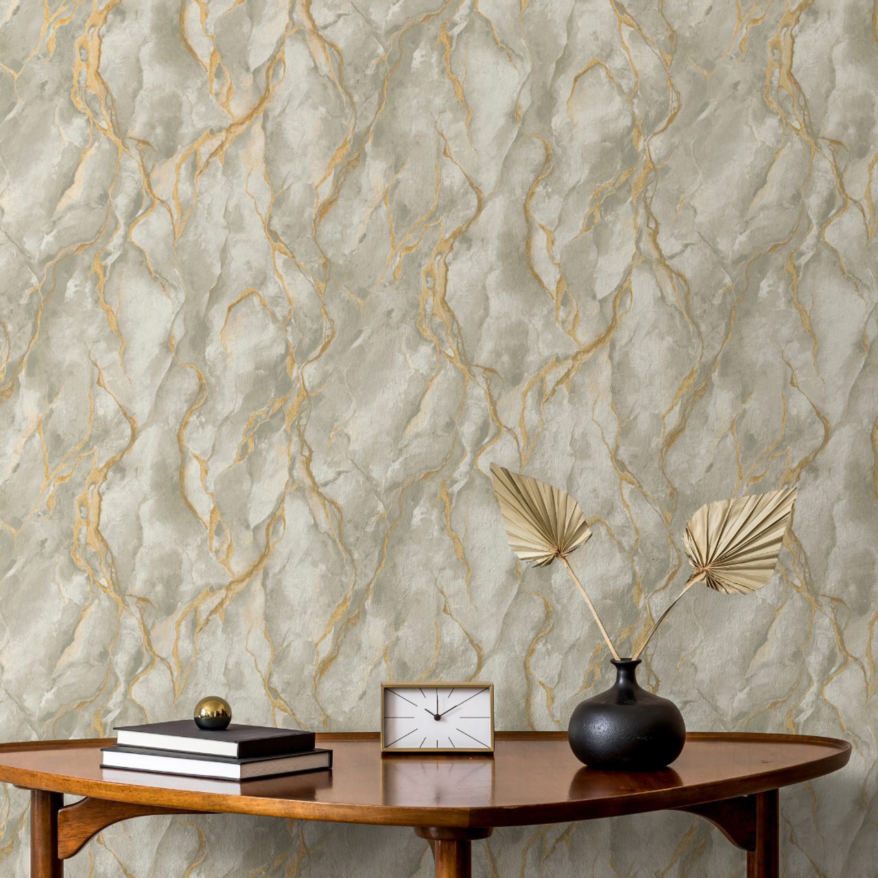 400129 - Pandora Vasari Wallpaper - Grey &Gold - Rasch