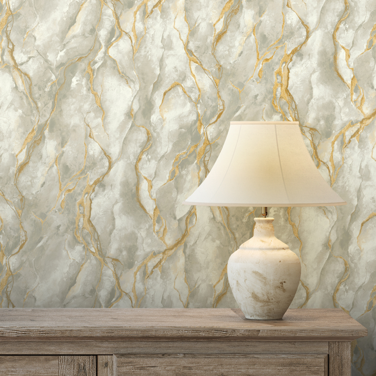 400129 - Pandora Vasari Wallpaper - Grey &Gold - Rasch