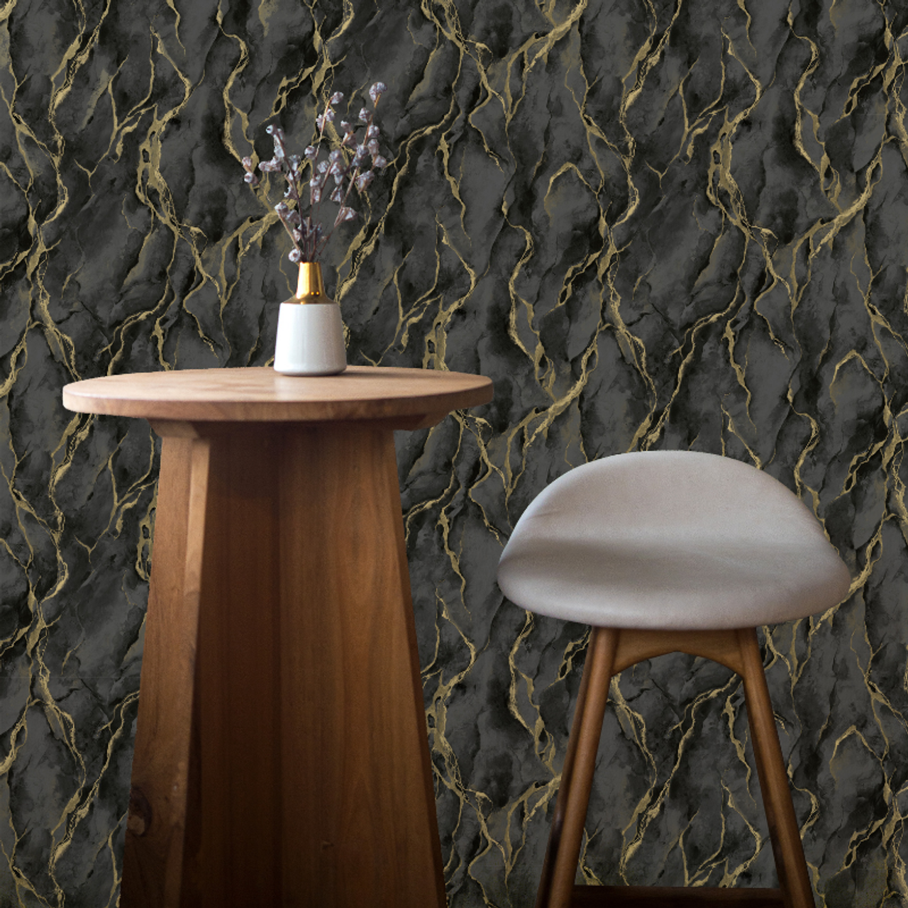 400136 - Pandora Vasari Wallpaper - Black &Gold - Rasch