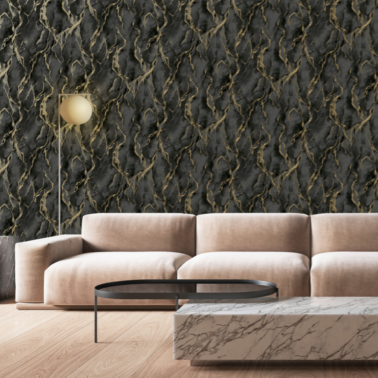 400136 - Pandora Vasari Wallpaper - Black &Gold - Rasch