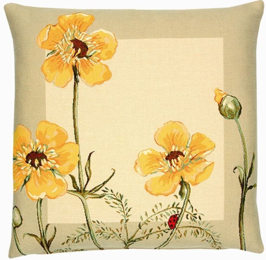 Buttercups Tapestry Cushion with Feather Filler 