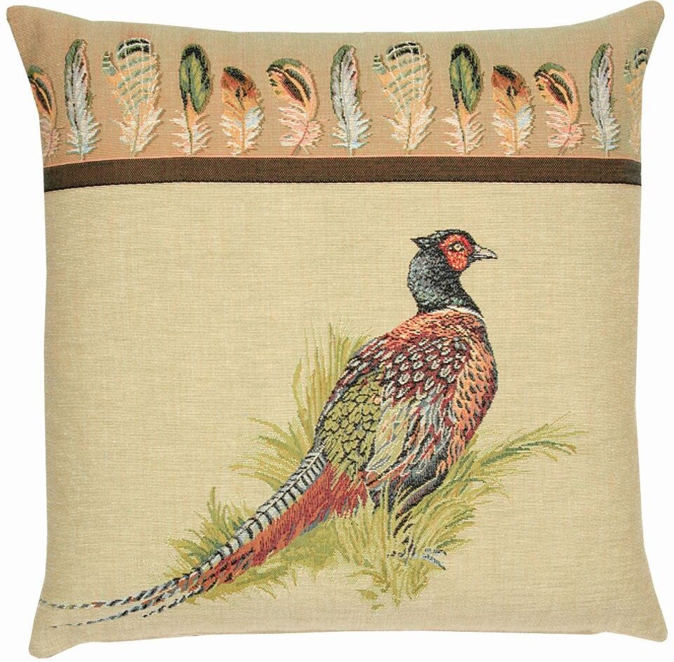 Pheasant & Feathers Tapestry Cushion with Feather Filler 