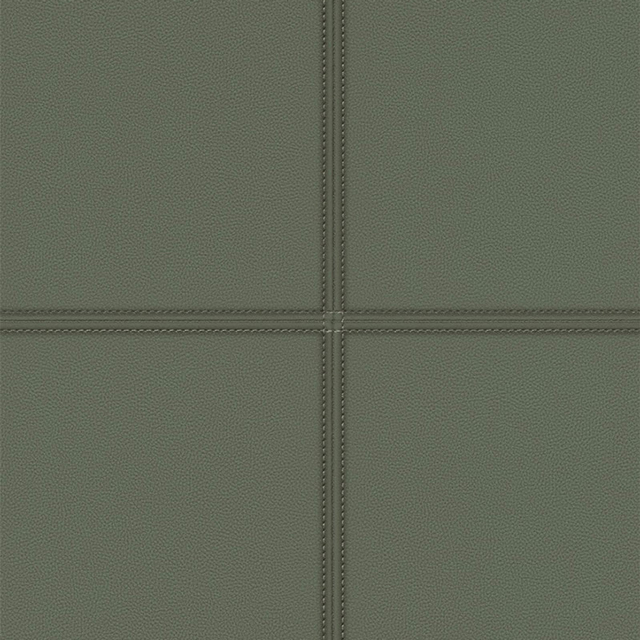 419023 - Faux Leather Tile Panel Club Wallpaper - Dark Green - Rasch