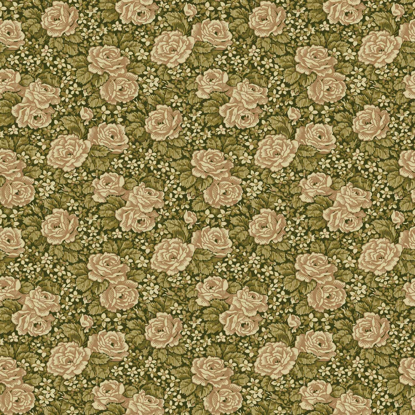 43108 - Rosengang Wallpaper - Dark Moss Green - Midbec