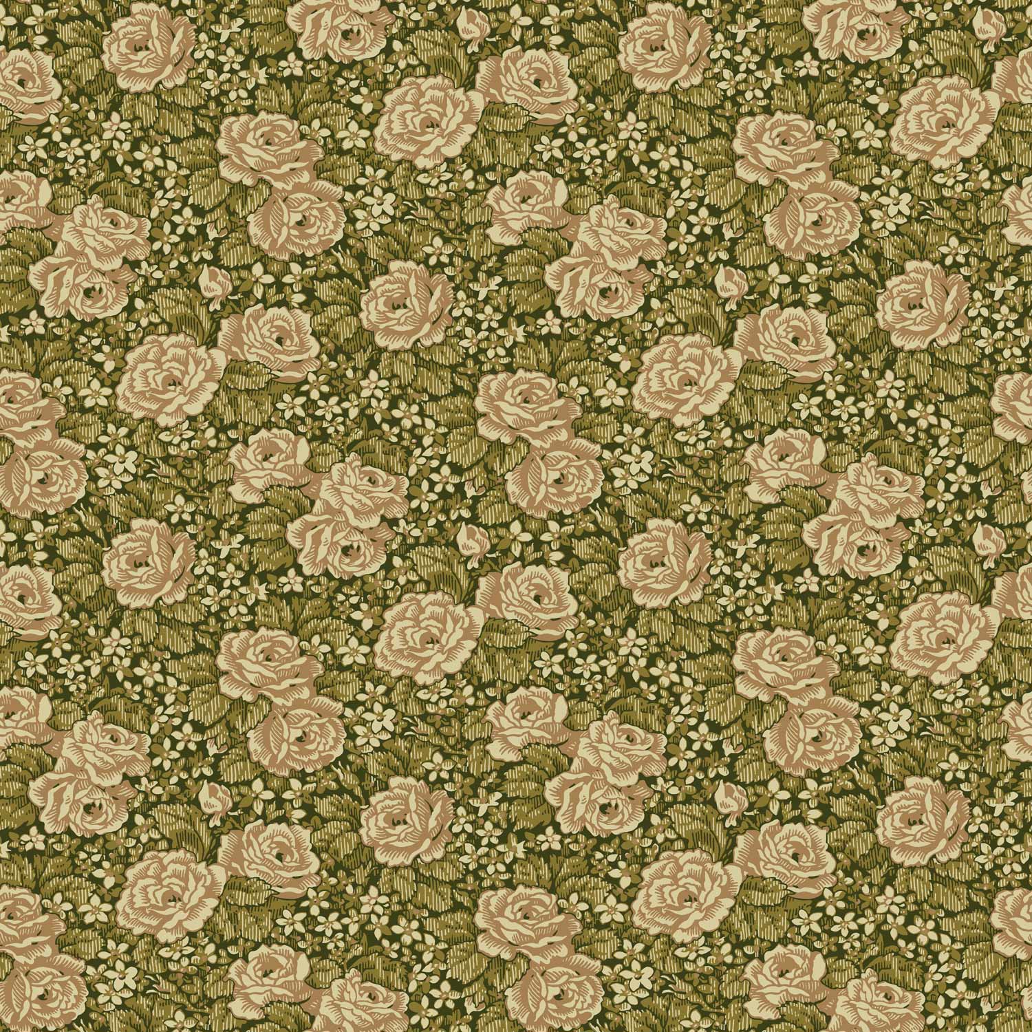 43108 - Rosengang Wallpaper - Dark Moss Green - Midbec