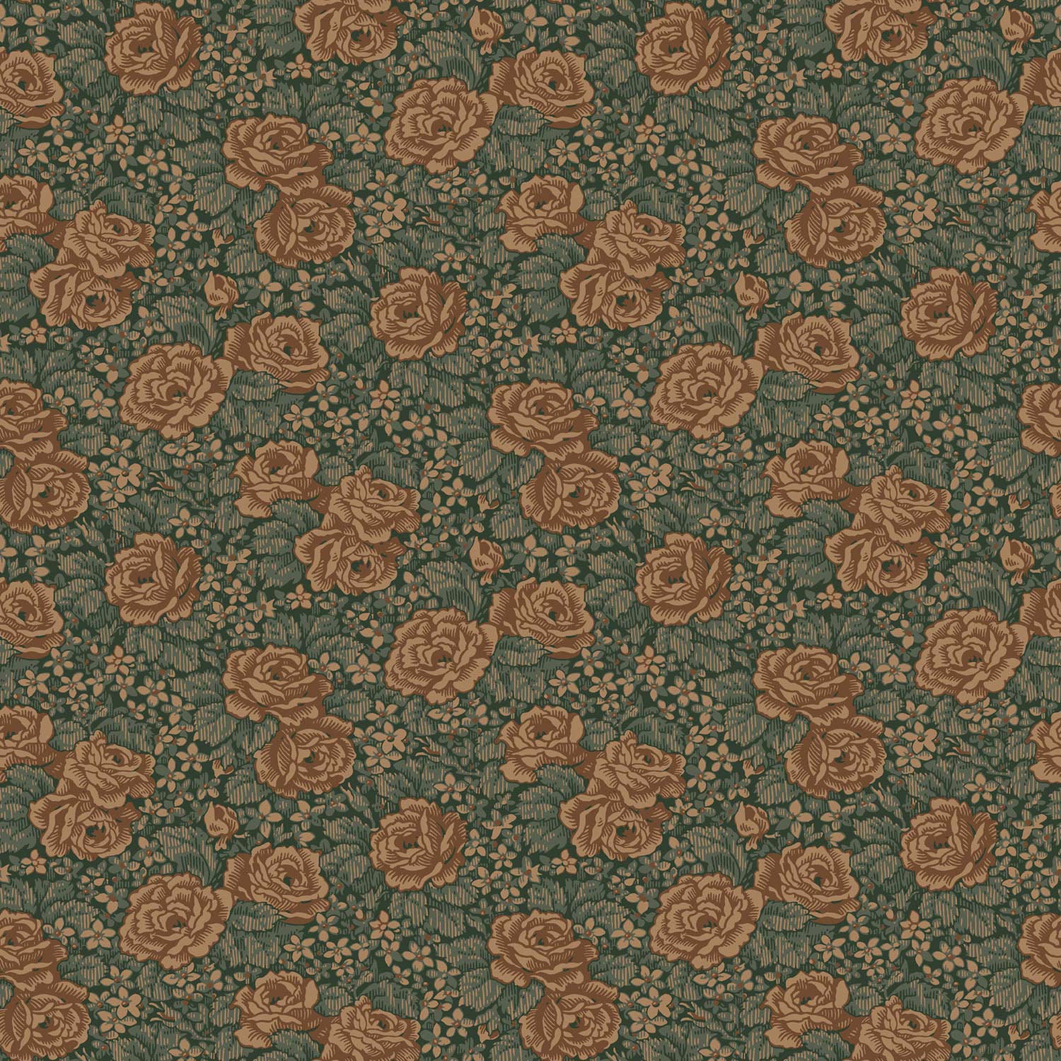 43110 - Rosengang Wallpaper - Dark Green/Blue - Midbec
