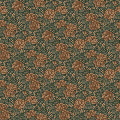 43110 - Rosengang Wallpaper - Dark Green/Blue - Midbec