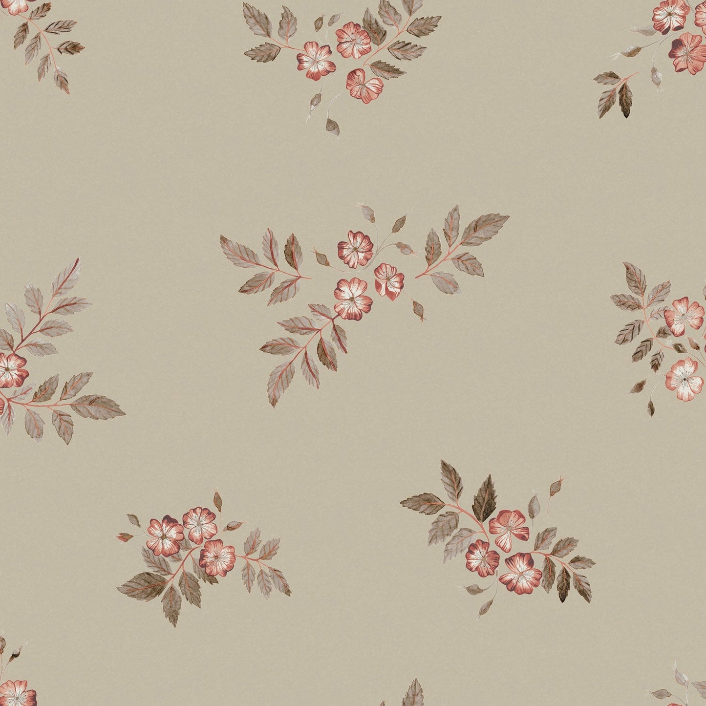 43113 - Nyponros Wallpaper - Soft Gray/Green - Midbec