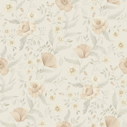 43116 - Tradgardsblommor Wallpaper - Light Gray - Midbec