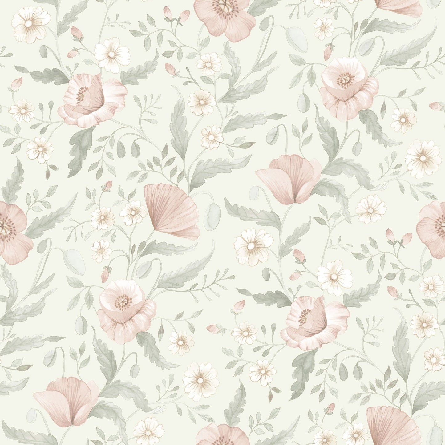 43117 - Tradgardsblommor Wallpaper - Light Blue - Midbec