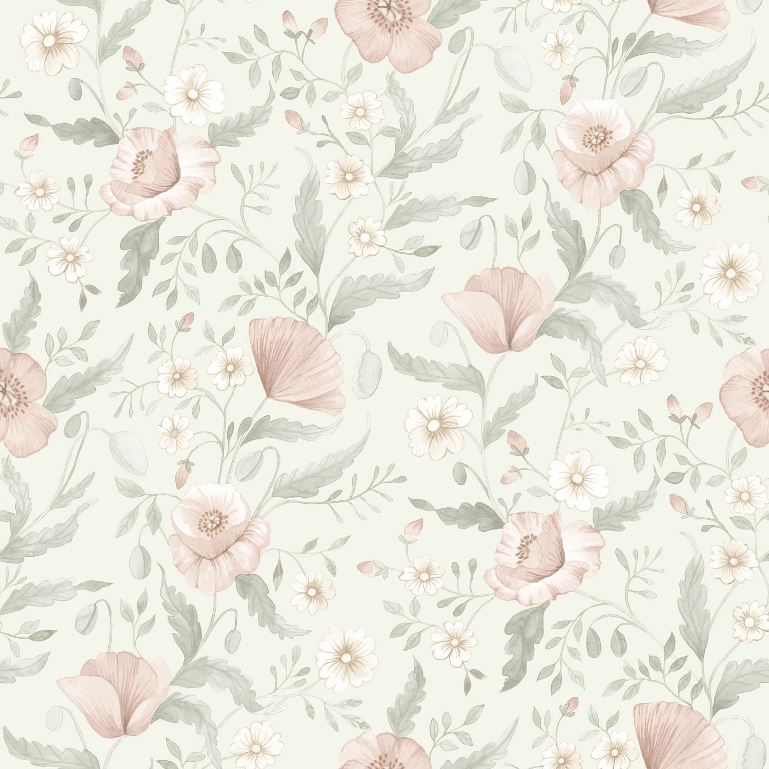 43117 - Tradgardsblommor Wallpaper - Light Blue - Midbec