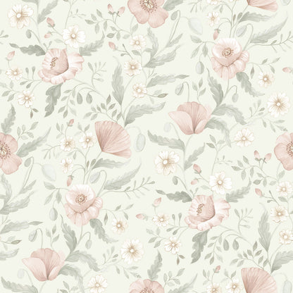 43117 - Tradgardsblommor Wallpaper - Light Blue - Midbec