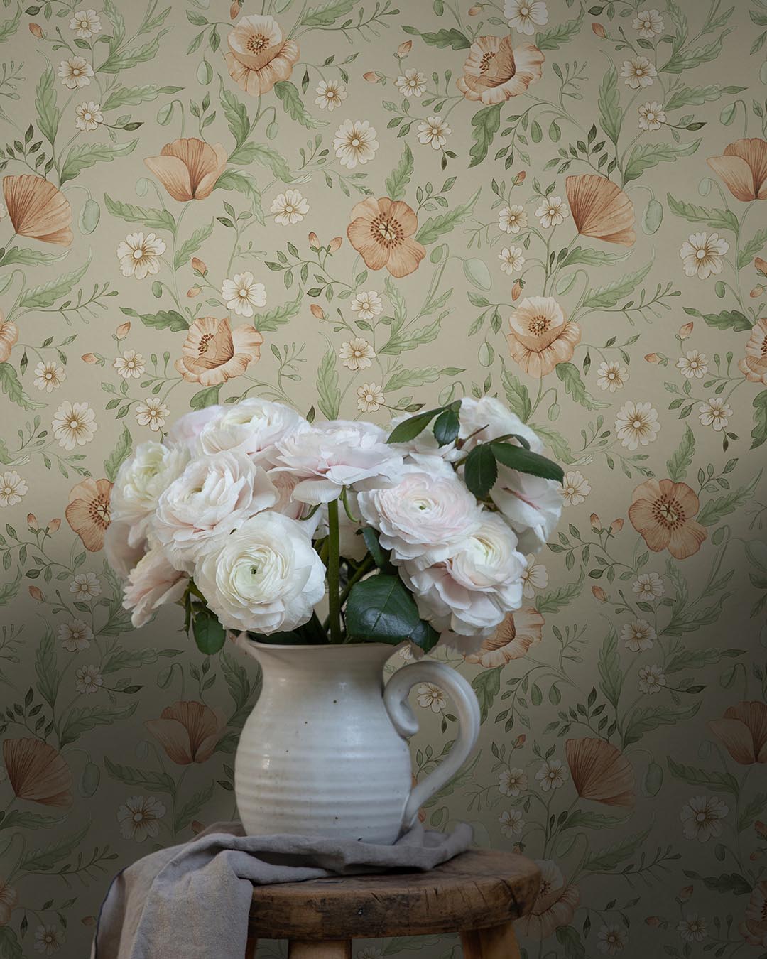 43118 - Tradgardsblommor Wallpaper - Greige - Midbec