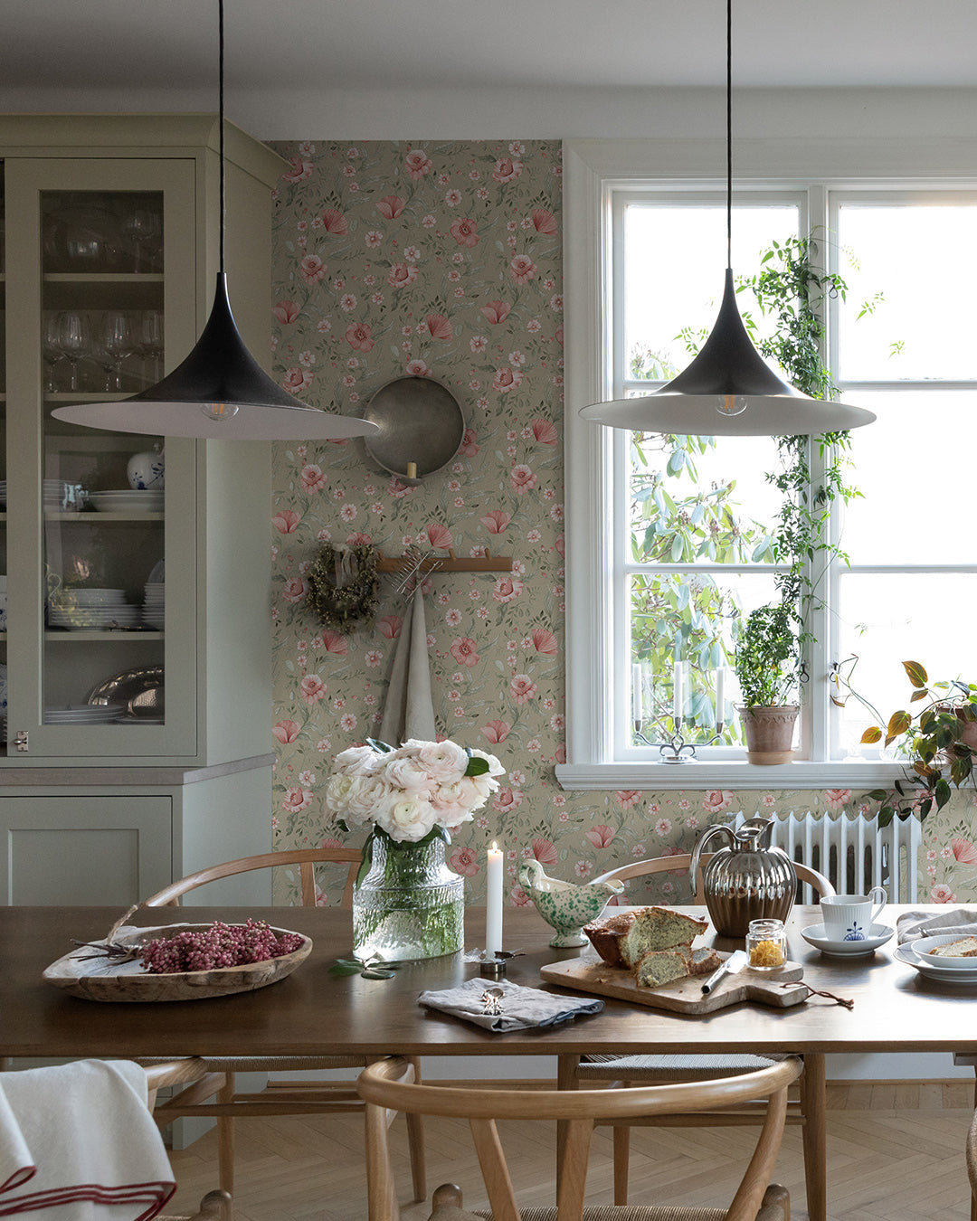 43119 - Tradgardsblommor Wallpaper - Green - Midbec