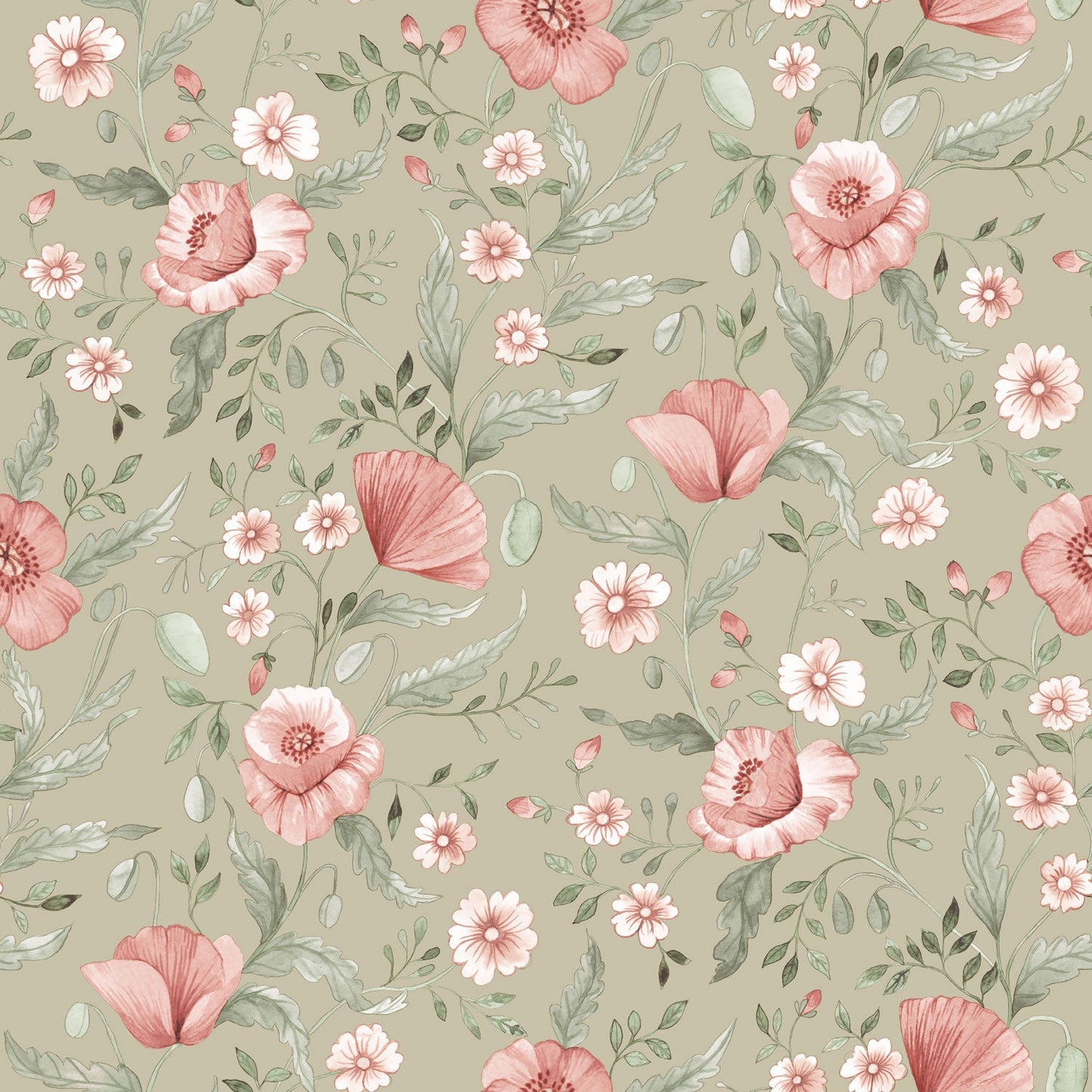 43119 - Tradgardsblommor Wallpaper - Green - Midbec