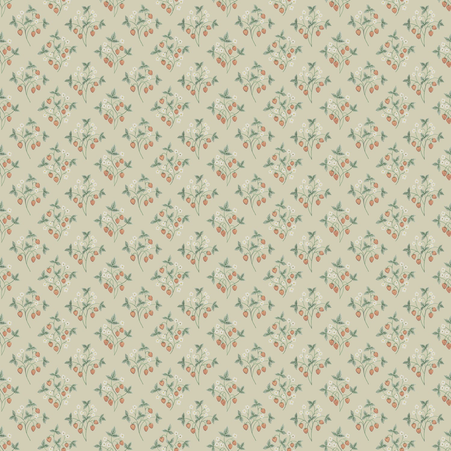 43124 - Jordgubbar Wallpaper - Beige - Midbec