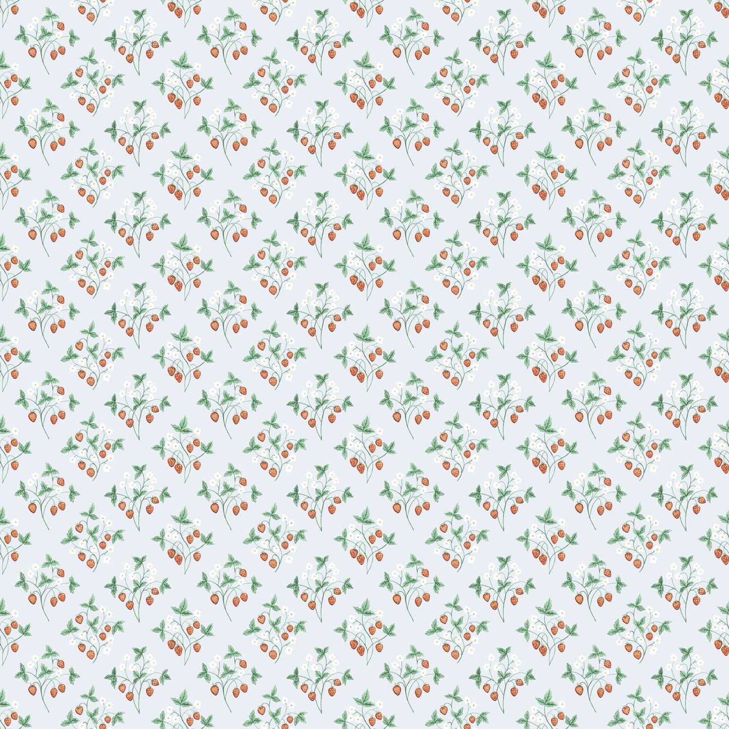 43125 - Jordgubbar Wallpaper - Light Blue - Midbec