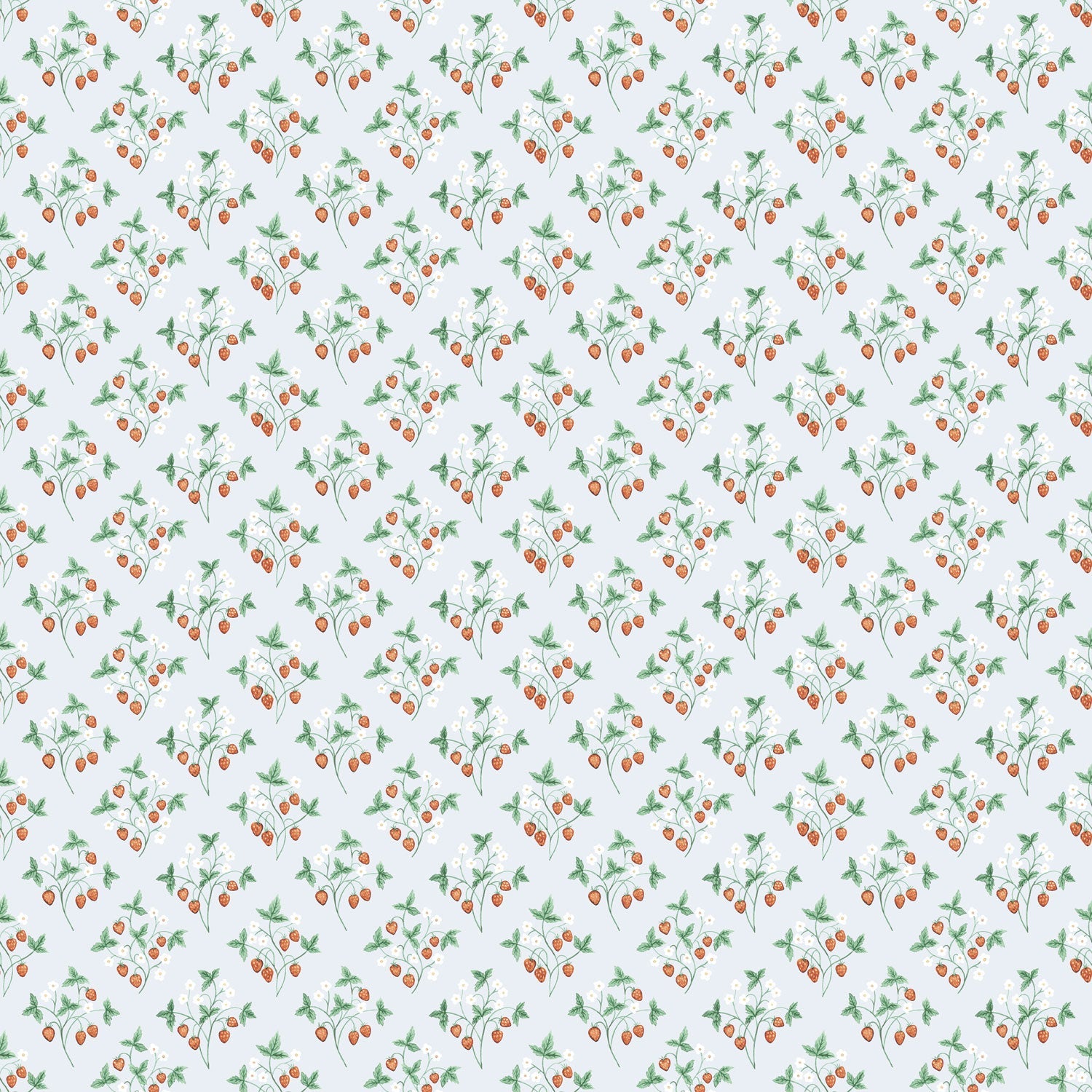 43125 - Jordgubbar Wallpaper - Light Blue - Midbec