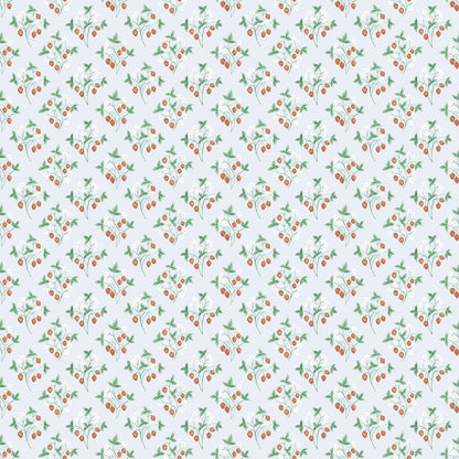 43125 - Jordgubbar Wallpaper - Light Blue - Midbec