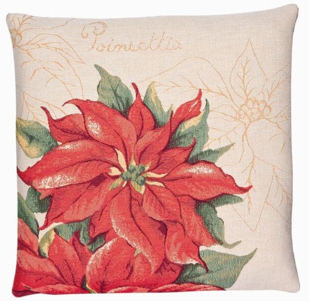 Poinsettia I Tapestry Cushion with Feather Filler 