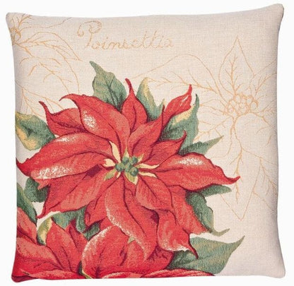 Poinsettia I Tapestry Cushion with Feather Filler 
