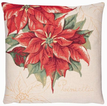 Poinsettia II Tapestry Cushion with Feather Filler 