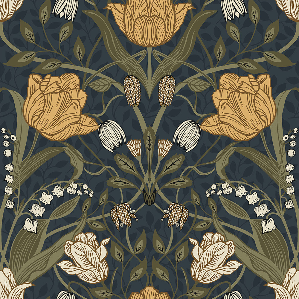 44106 - Filippa Wallpaper - Dark Blue - Midbec