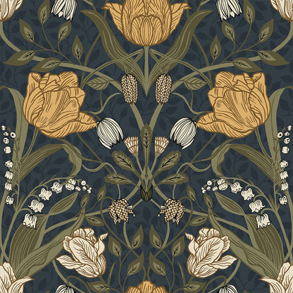 44106 - Filippa Wallpaper - Dark Blue - Midbec