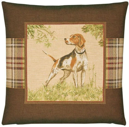 Pointer Tapestry Cushion with Feather Filler 