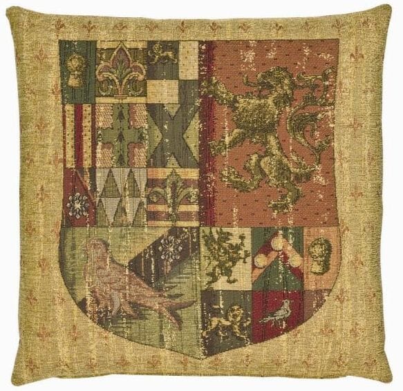 Knight's Shield (chenille) Tapestry Cushion with Feather Filler 