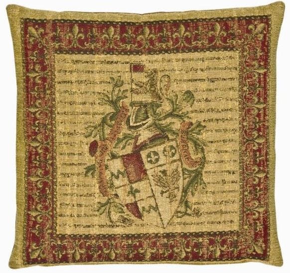 Heraldic I (chenille) Tapestry Cushion with Feather Filler 