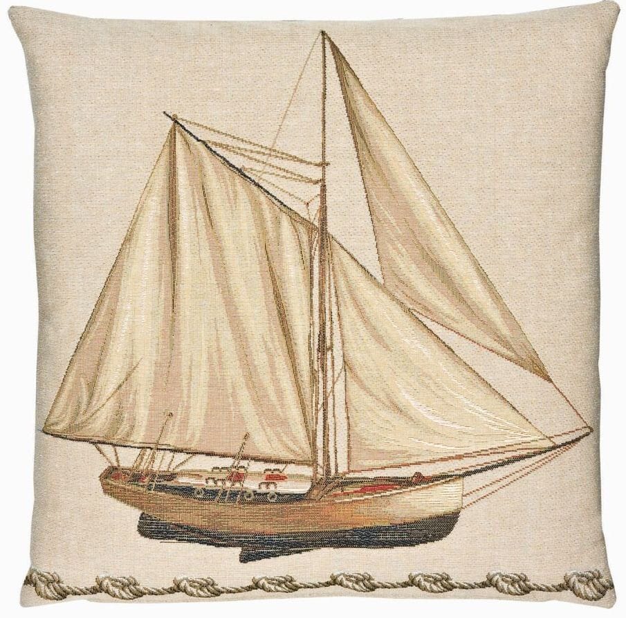 Sailing Boat Tapestry Cushion with Feather Filler 
