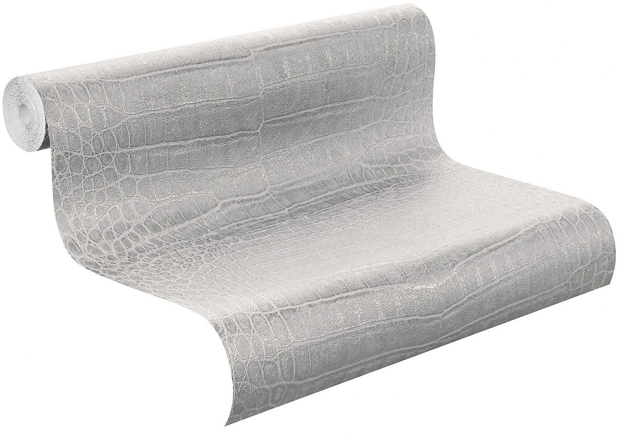 474145 - African Queen II Croc Effect Wallpaper - Taupe - Rasch