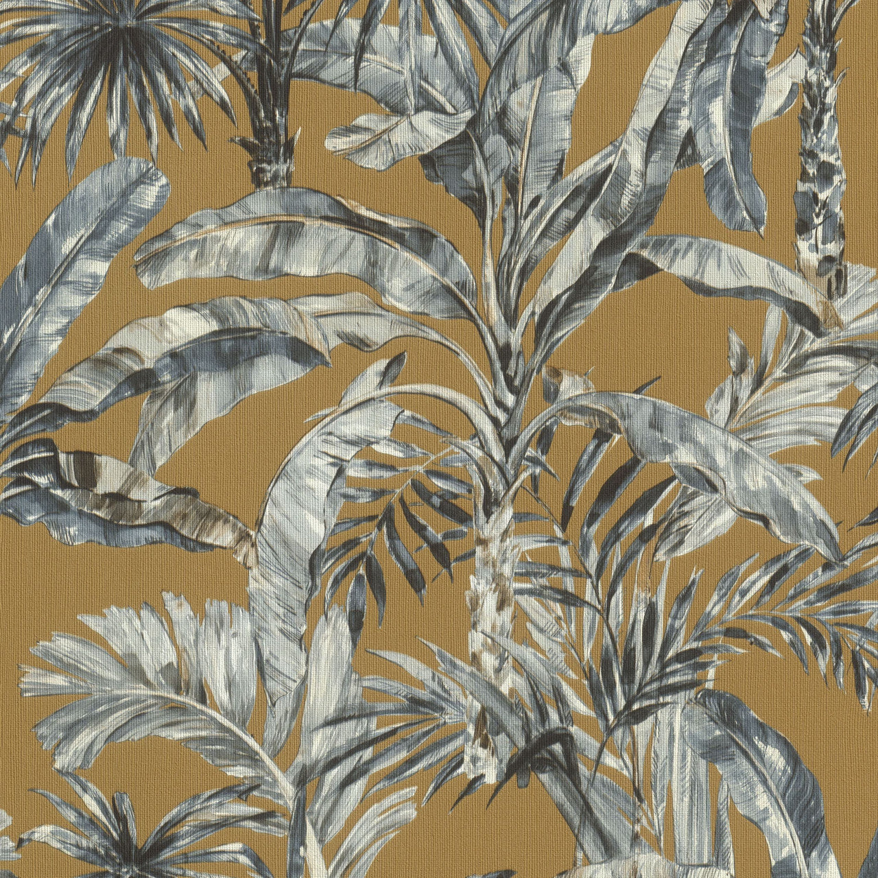 485264 - Florentine Jungle Leaves Wallpaper - Grey/Brown - Rasch