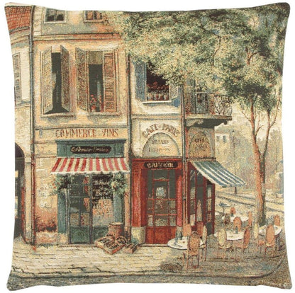 Paris Scene IV Tapestry Cushion with Feather Filler 