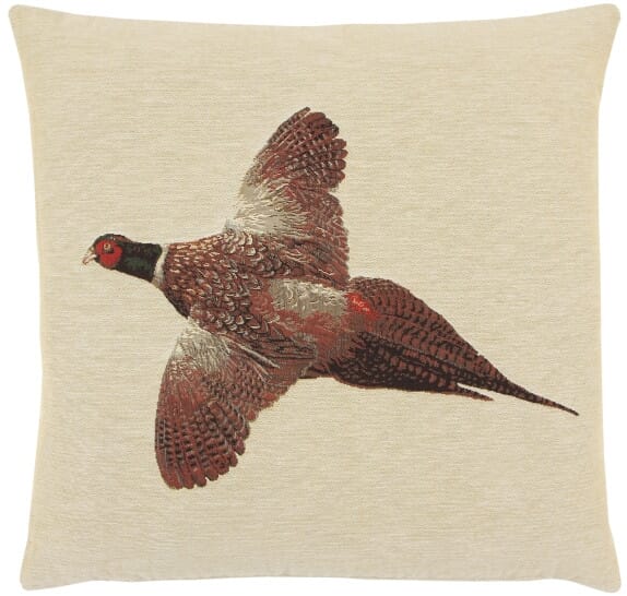 Flying Pheasant Tapestry Cushion with Feather Filler 